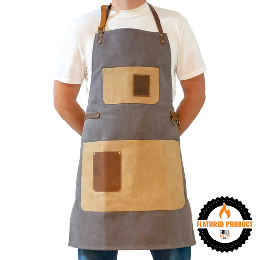 Premium Grey Canvas & Leather BBQ Apron by The BBQ Butler