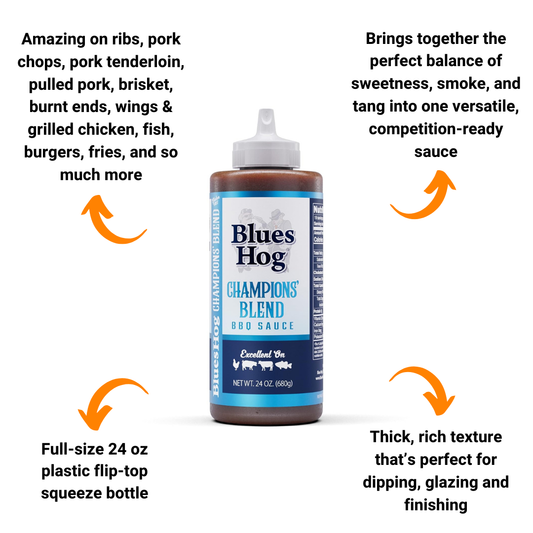 Blues Hog Champions' Blend BBQ Sauce (24 oz) - Sweet, Smokey & Tangy
