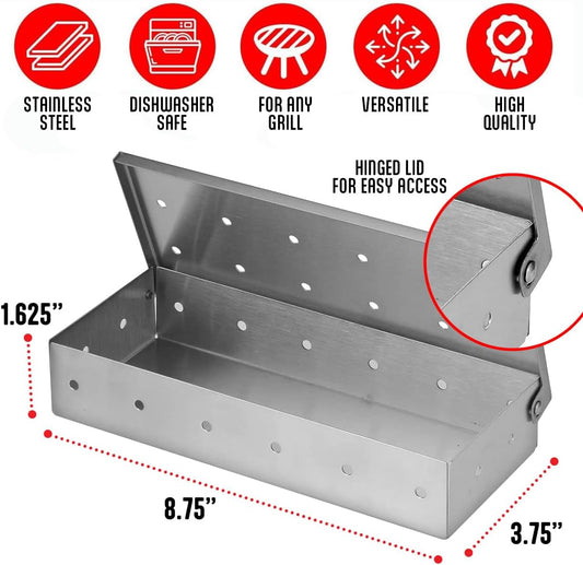 Where There's Smoke Bundle: Stainless Steel Smoke Box + Wood Chips + Firestarter