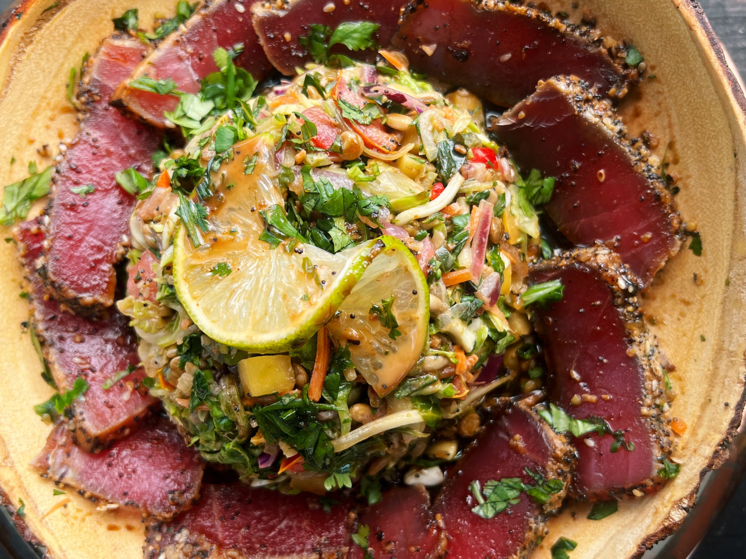pineapple chipotle, seared ahi tuna