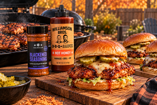 Hot Honey Blackened Chicken Sandwich with Williamson Bros & Blackened Seasoning