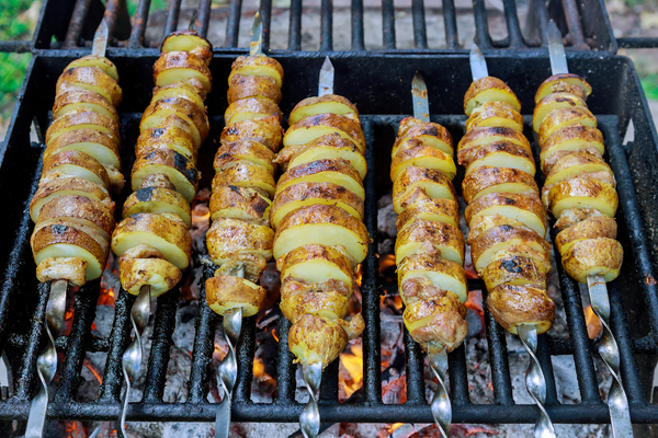 herbed potatoe, potato skewers