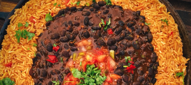 cilantro lime rice, smoked black beans