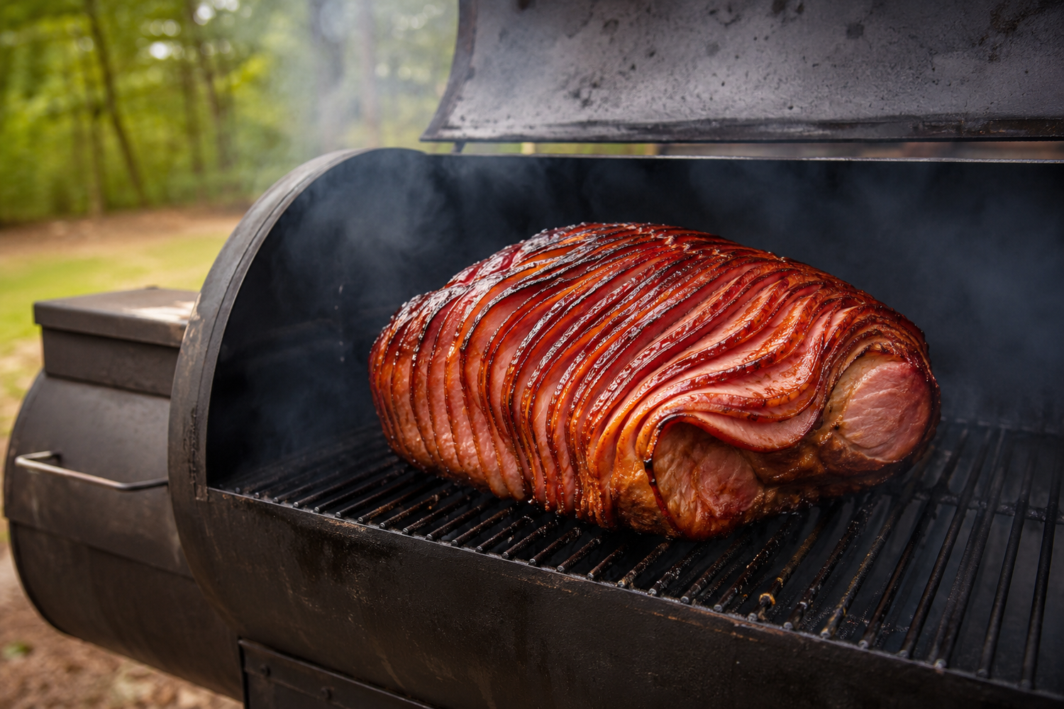 Spiral Ham on an Offset Smoker