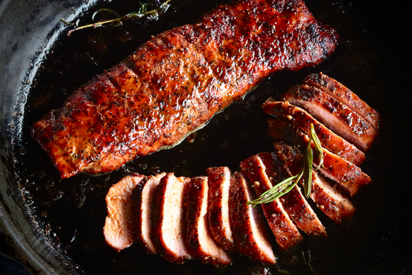Reverse Seared Peachy Pecan Pork Tenderloin