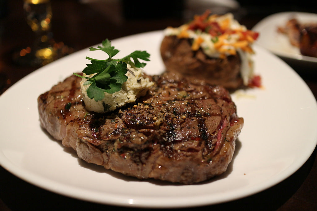 Ribeye steak with chipotle butter