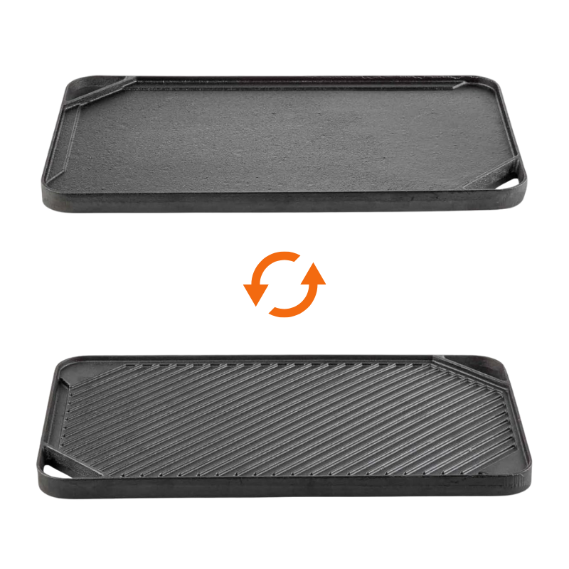 "Fiddle With The Griddle" Bundle: Reversible Cast Iron Griddle, Spatula, Burger Press, Spray Bottle & More