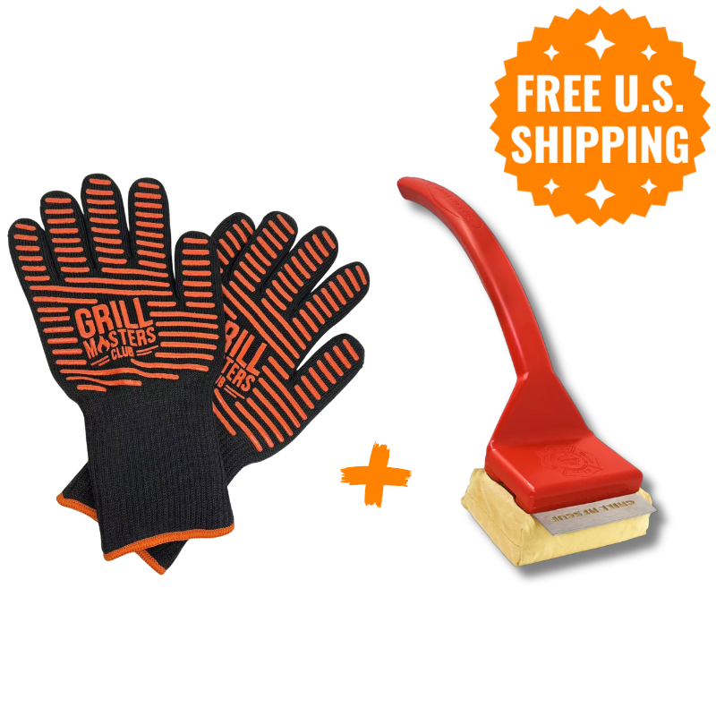 BBQ Basics Bundle: Grilling Gloves + Steam-Powered Grill Brush & Scraper by Grill Rescue