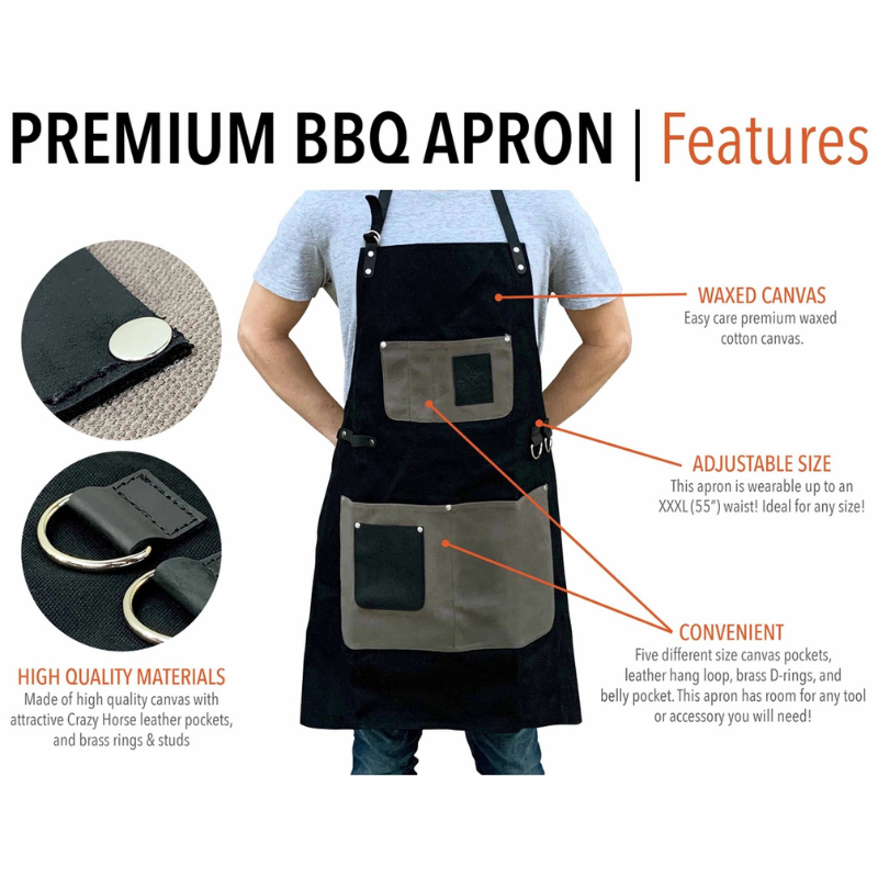 Master of the Pit Bundle: Leather Apron, Grilling Gloves & Meat Swadl Resting Blanket