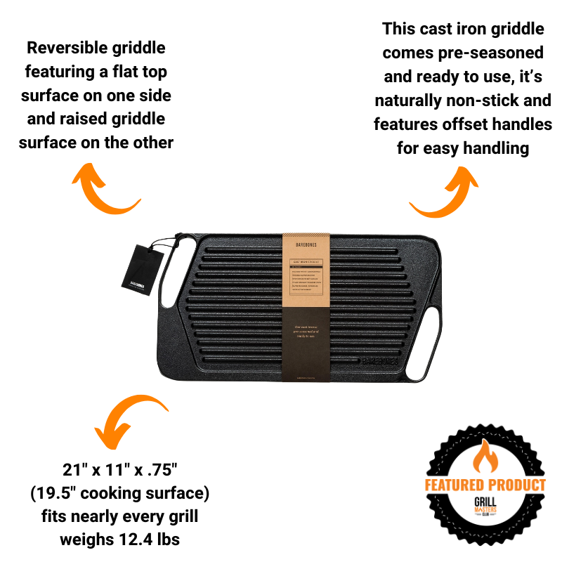 21" Reversible Cast Iron Griddle by Barebones