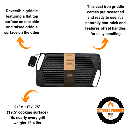21" Reversible Cast Iron Griddle by Barebones