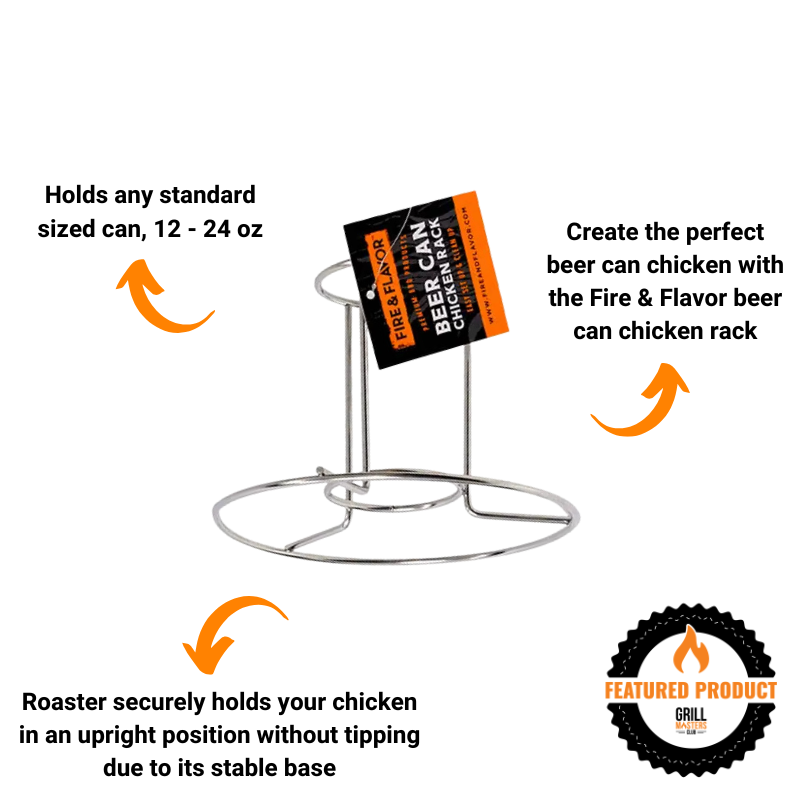Stainless steel beer can chicken stand infographic