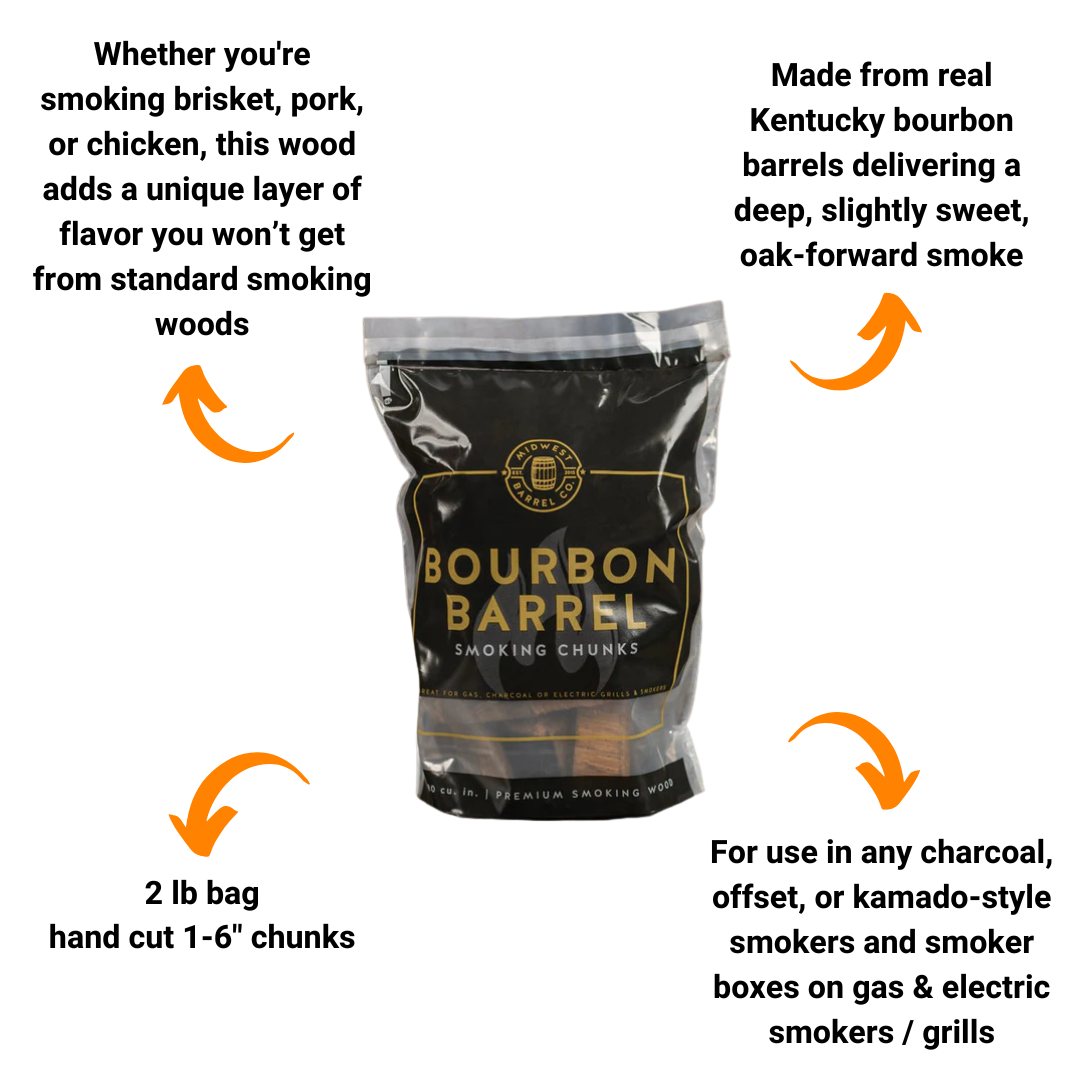 Premium Bourbon & Red Wine Barrel BBQ Smoking Wood Chunks by Midwest Barrel Co. (4 lb Bundle)