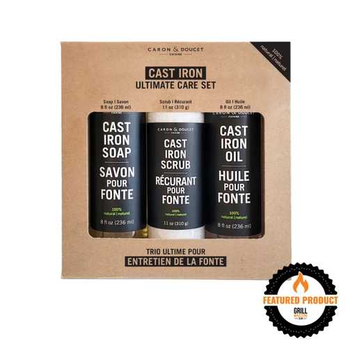 Ultimate Cast Iron Care Set: Soap, Scrub & Oil (3 Pack) - 100% Natural