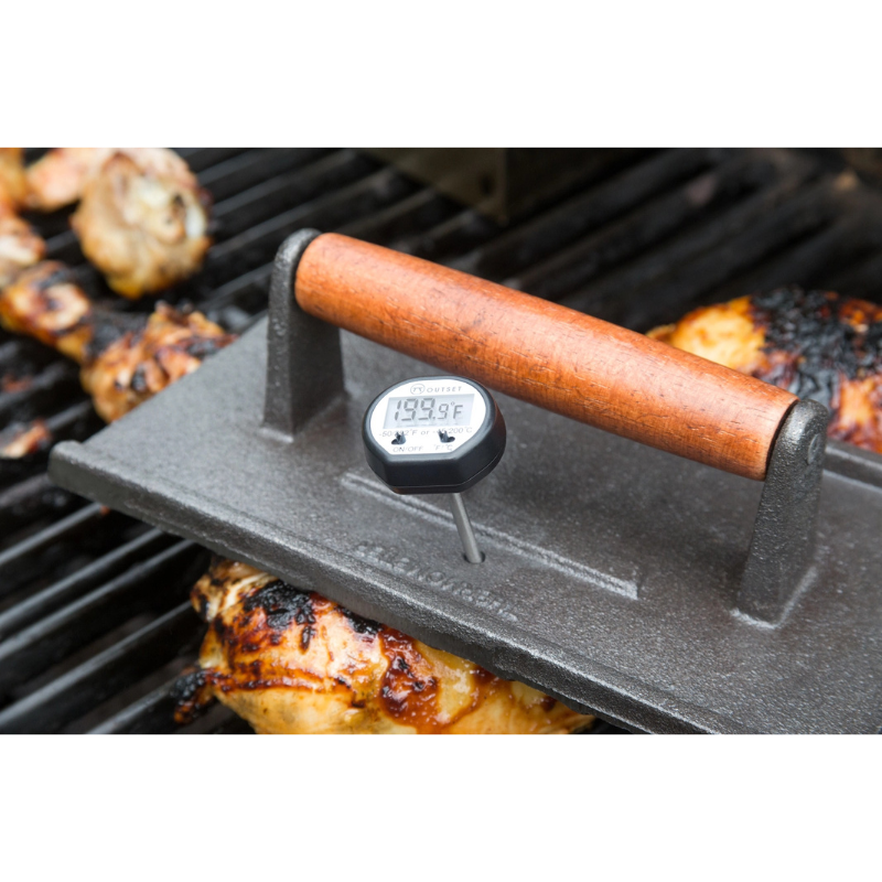 Heavy Duty Cast Iron Grill Press with Rosewood Handle by Outset (5" x 9")