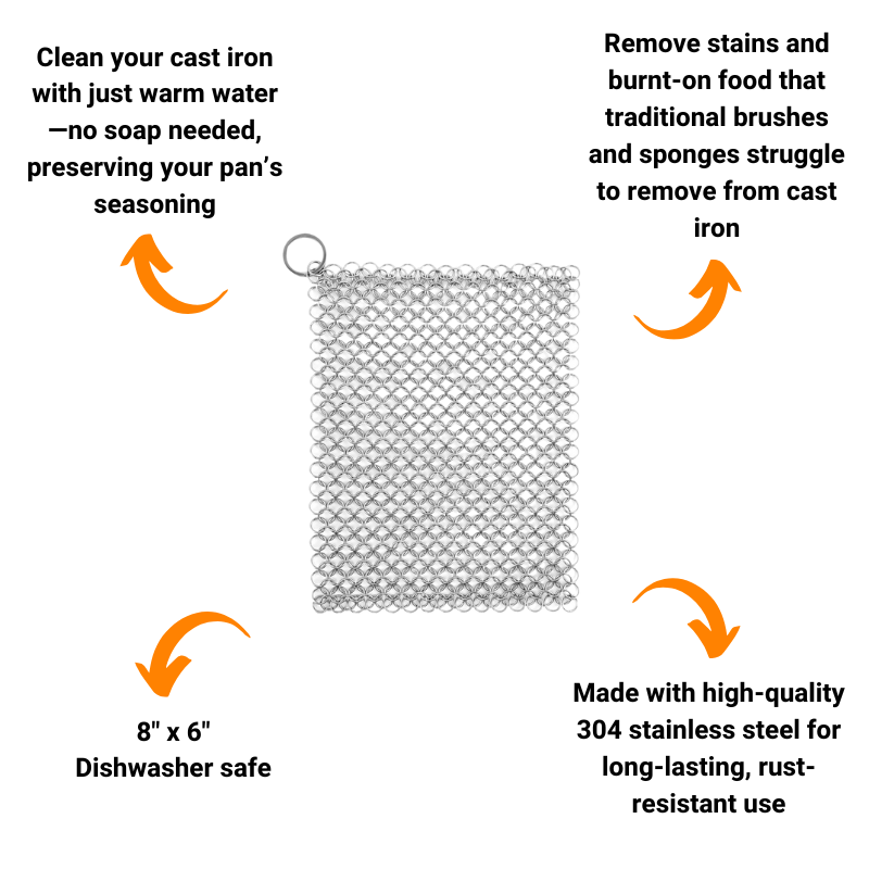Chain Mail Cast Iron Scrubber & Cleaner by Outset (8" x 6")