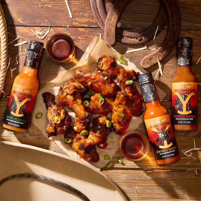 Yellowstone Hot Sauce 4-Pack by Elijah's Xtreme: ROASTED PEPPER + GHOST PEPPER + REAPER + GARLIC HABANERO
