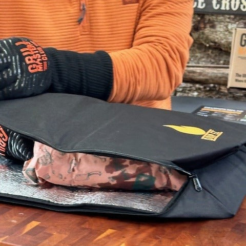 Smoker Essentials Bundle: Drip EZ Prep Tub + Resting Blanket + Grilling Gloves + Tongs + Free Rub
