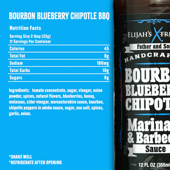 Elijah's Xtreme Bourbon Blueberry Chipotle BBQ Sauce & Marinade (12 oz)