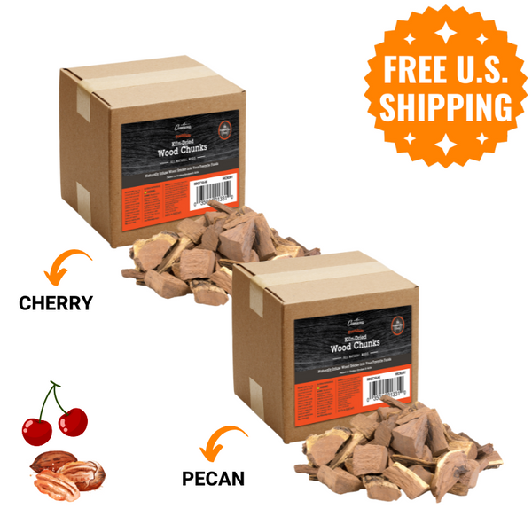 Fruitwood 2-Pack: Cherry + Pecan Wood Chunks (20lbs total)
