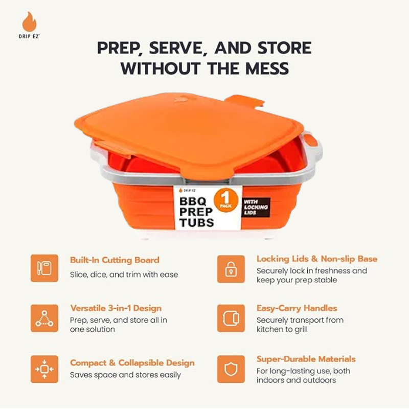 2-Pack: XL & Jr BBQ Prep Tubs by Drip EZ