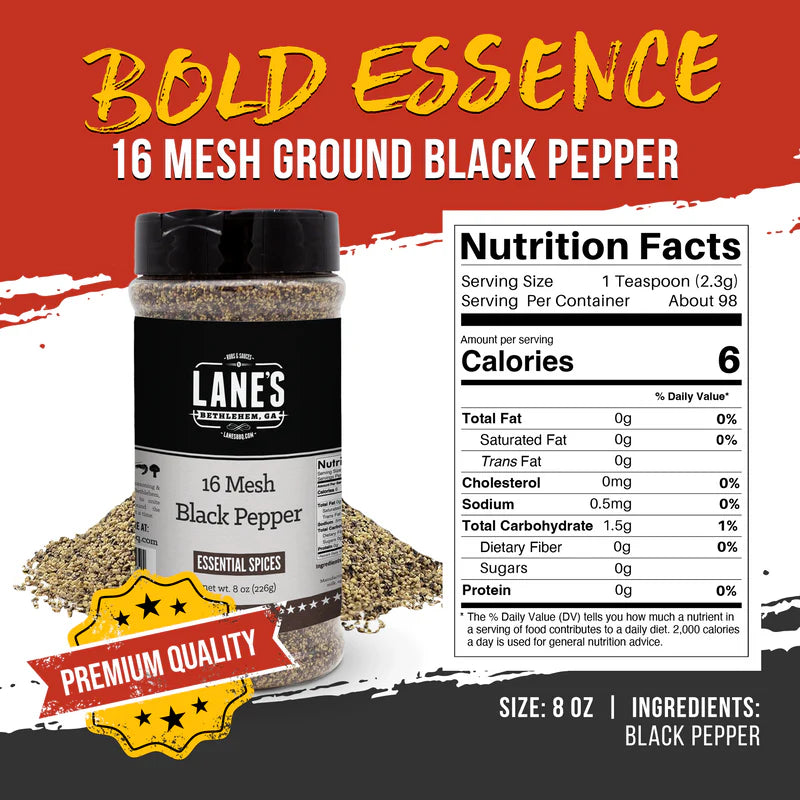 Lane's 16-Mesh Black Pepper (8 oz)
