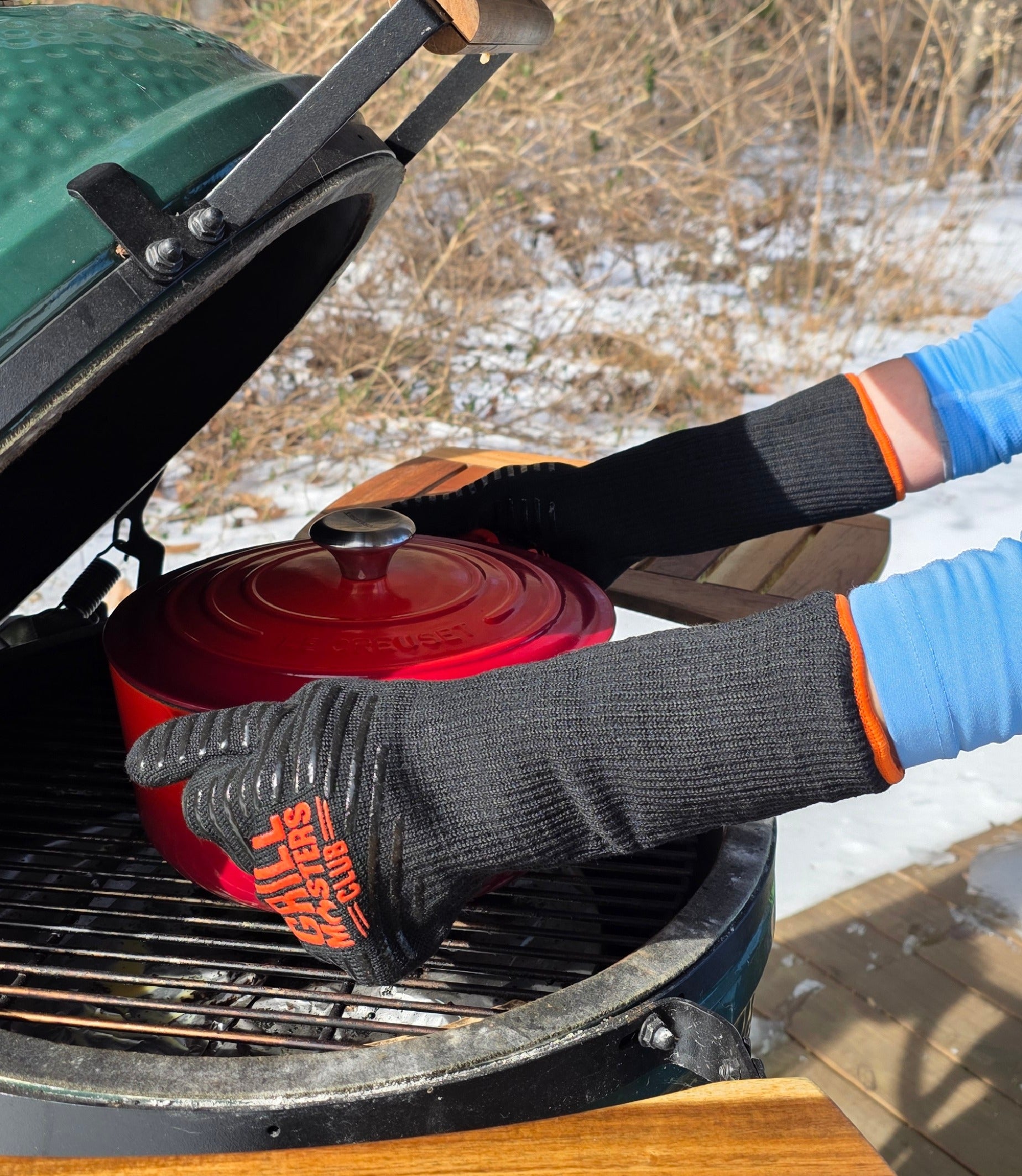 Grilling Gloves on a Big Green Egg
