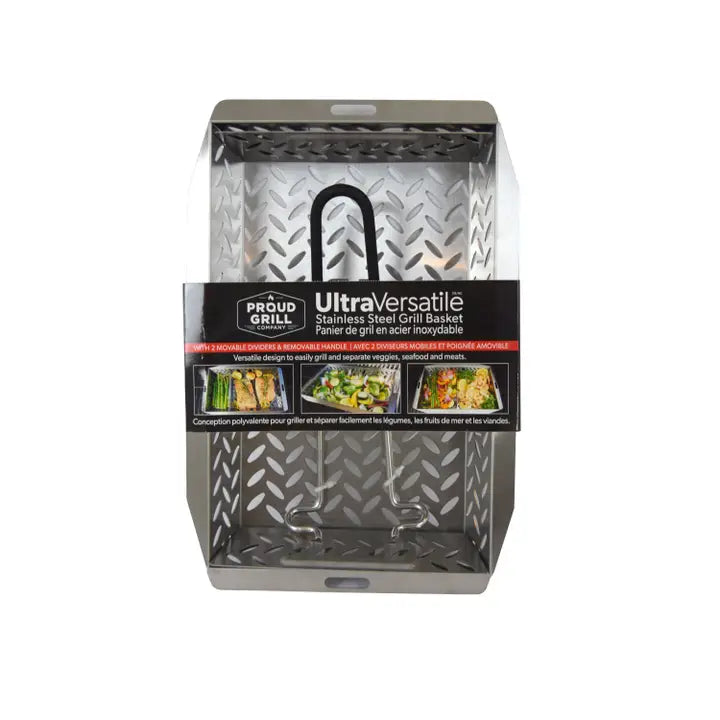 Adjustable UltraVersatile Stainless Steel Grill Basket w/ Detachable Handle by Proud Grill