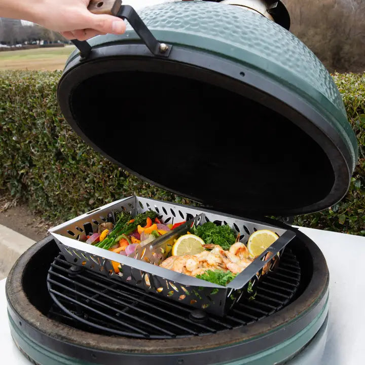 Adjustable UltraVersatile Stainless Steel Grill Basket w/ Detachable Handle by Proud Grill