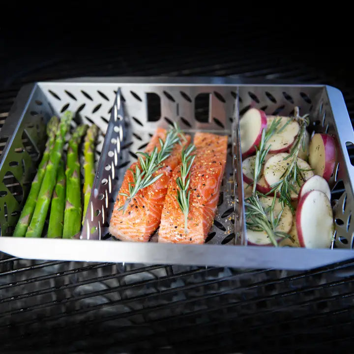 Adjustable UltraVersatile Stainless Steel Grill Basket w/ Detachable Handle by Proud Grill
