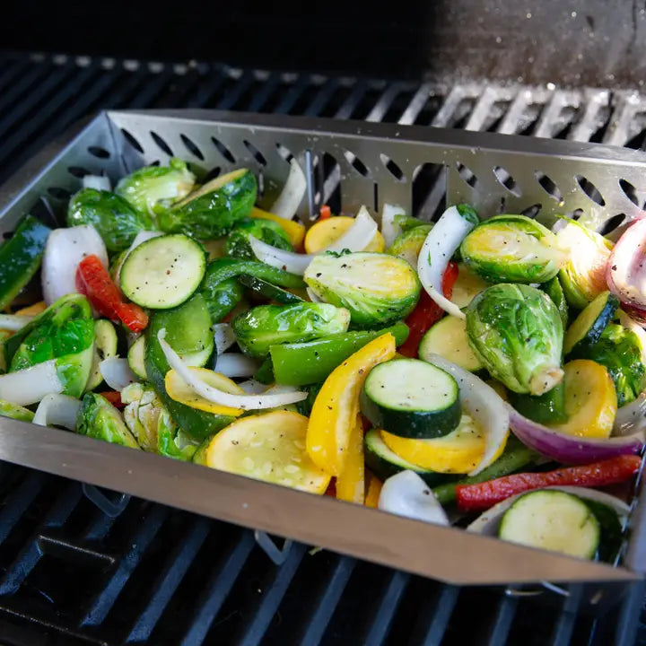 Adjustable UltraVersatile Stainless Steel Grill Basket w/ Detachable Handle by Proud Grill