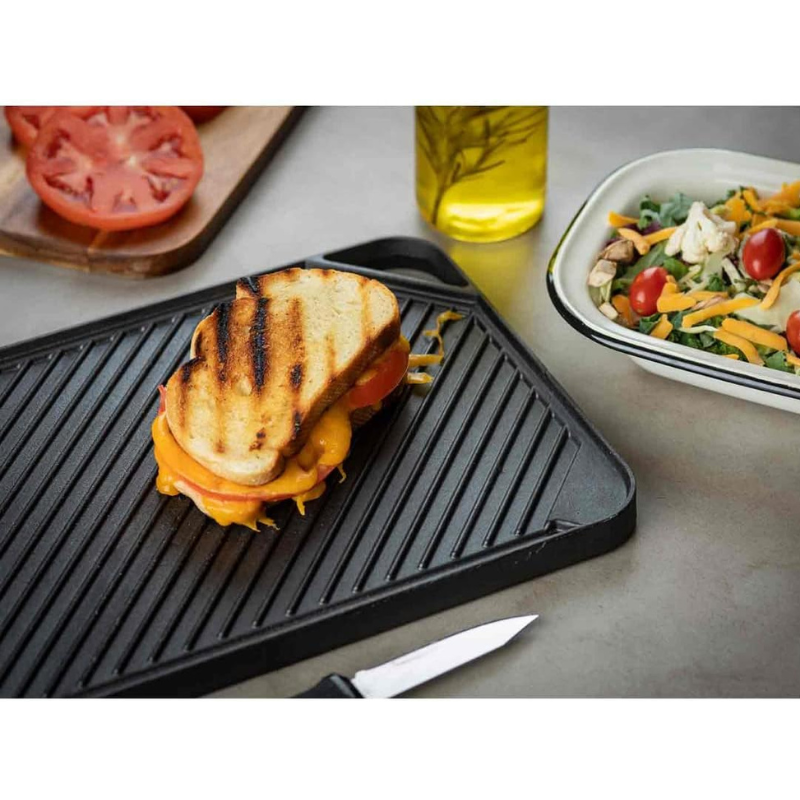 "Fiddle With The Griddle" Bundle: Reversible Cast Iron Griddle, Spatula, Burger Press, Spray Bottle & More