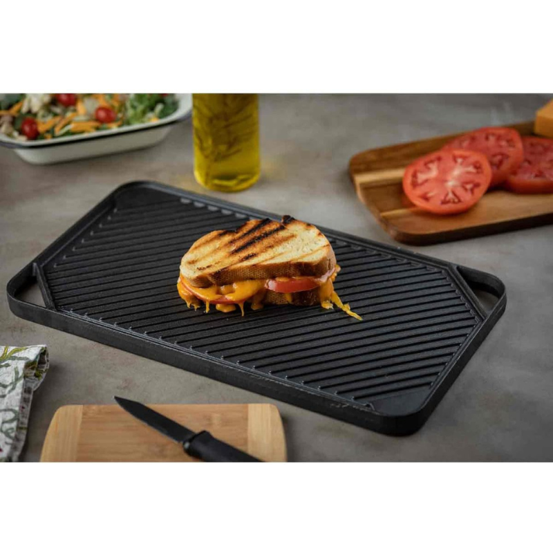 "Fiddle With The Griddle" Bundle: Reversible Cast Iron Griddle, Spatula, Burger Press, Spray Bottle & More