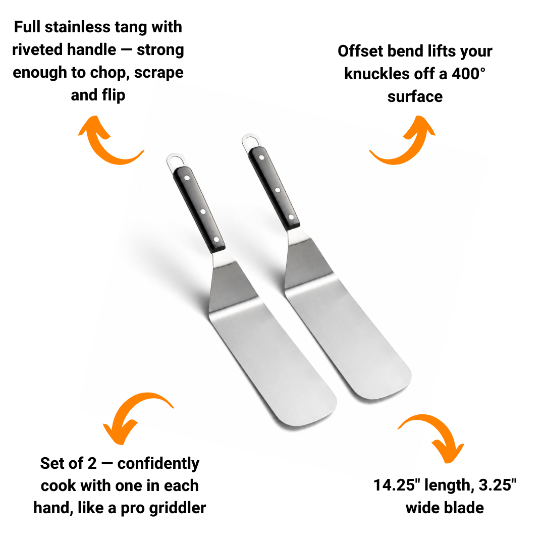 Flat Top Pro Kit: Griddle Spatulas, Melting Dome, Cast Iron Press & Smash Burger Essentials
