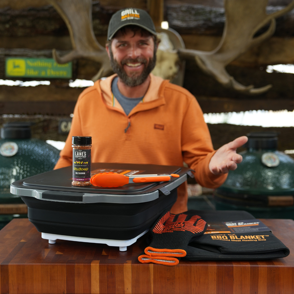 Smoker Essentials Bundle: XL BBQ Prep Tub, Resting Blanket, Grilling Gloves, Tongs + Lane's Signature Rub Product Photo
