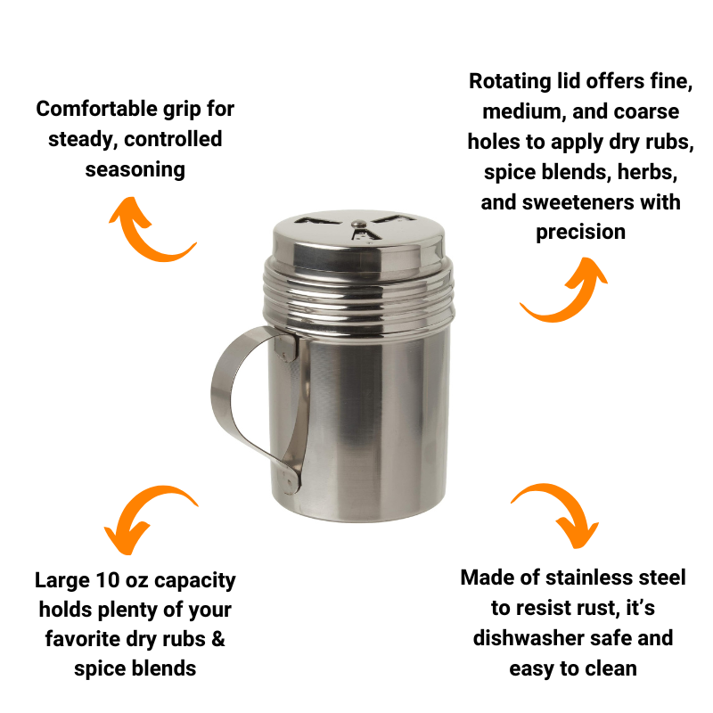 10 oz Stainless Steel Dry Rub Shaker w/ Handle by TableCraft