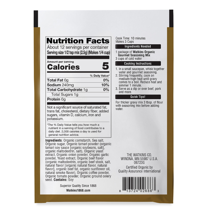 Watkins Organic Au Jus Gravy Gourmet Seasoning Mix