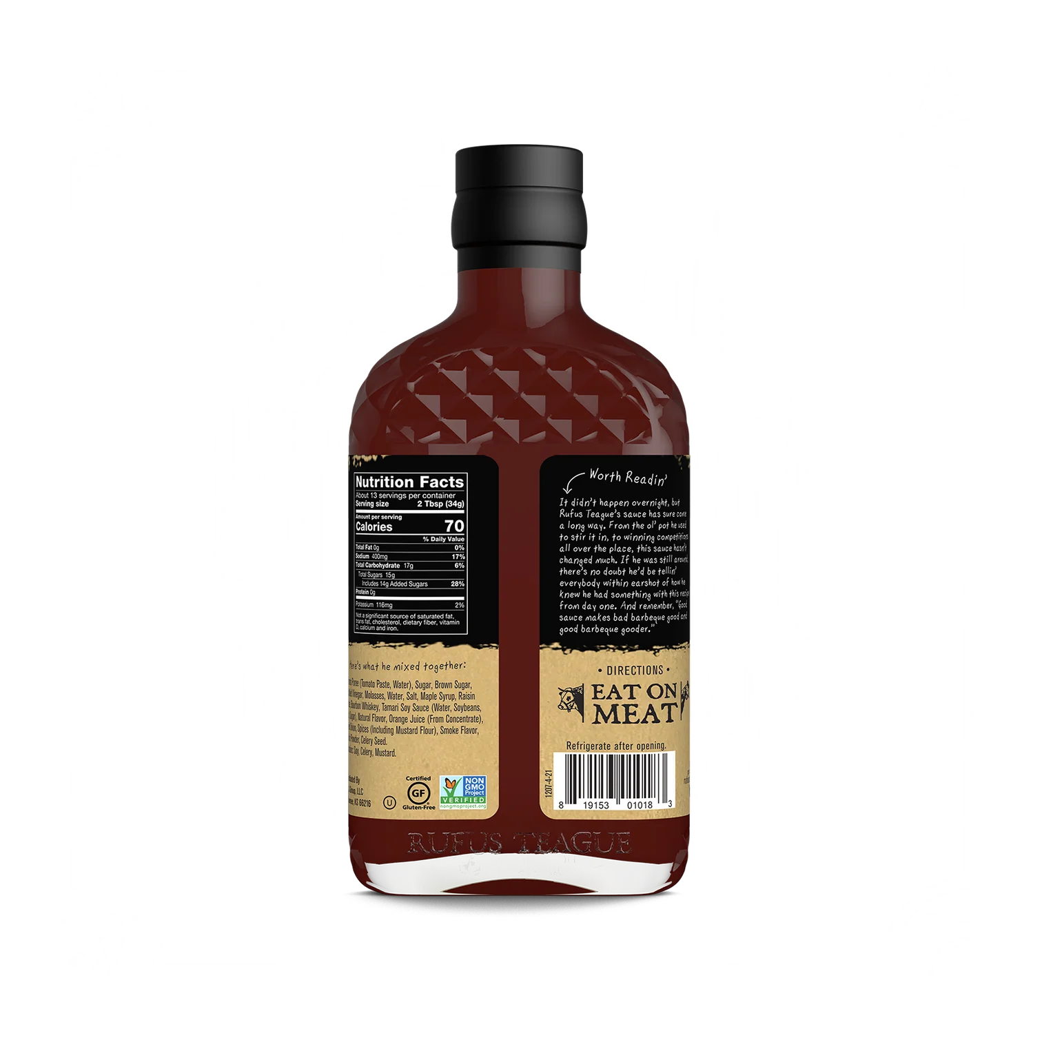 Rufus Teague Whiskey Maple BBQ Sauce (15.25 oz)