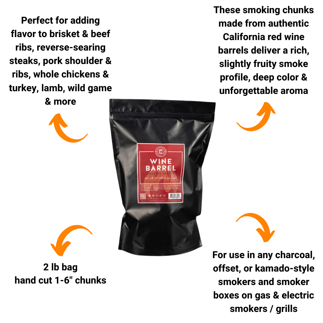 Premium Bourbon & Red Wine Barrel BBQ Smoking Wood Chunks by Midwest Barrel Co. (4 lb Bundle)