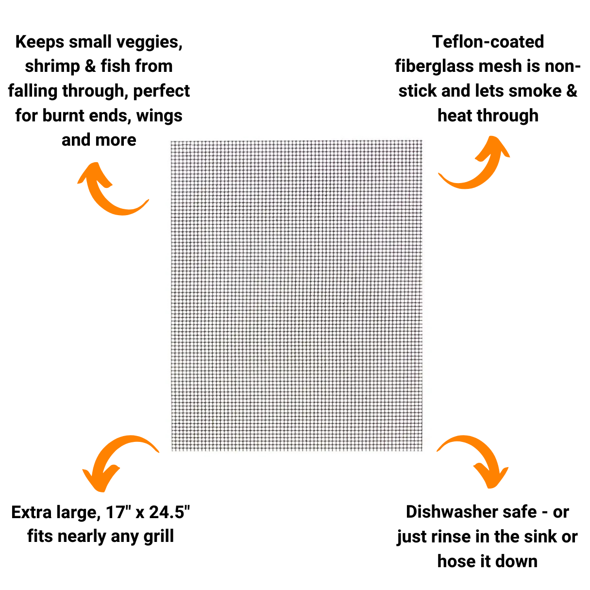XL Non-Stick Mesh BBQ & Grilling Mat (17" X 24.5") by Big Poppa Smokers