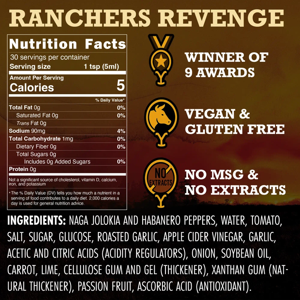 Yellowstone Rancher's Revenge Ghost Pepper Hot Sauce by Elijah's Xtreme (5 oz)