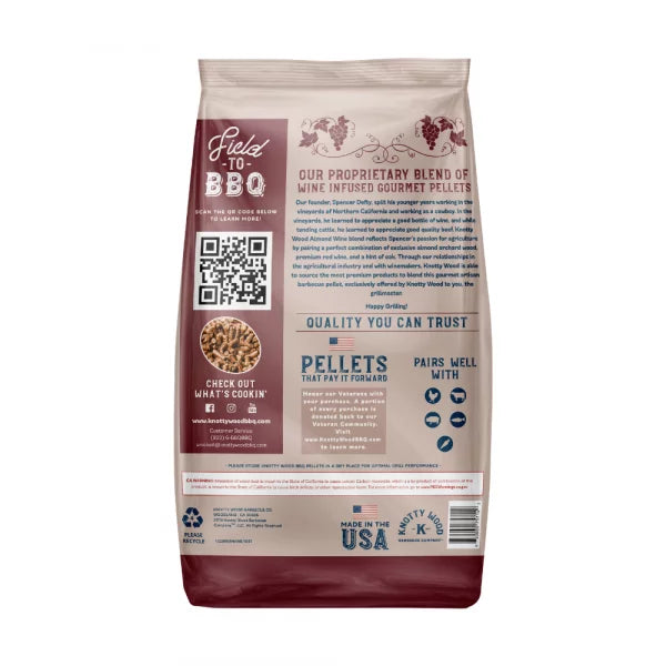 2 Pack: 100% Pure Almond Wood & Almond Cabernet Barbecue Pellets by Knotty Wood (2 x 20lb)