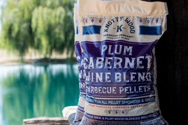 Plum Cabernet Wine Wood Barbecue Pellets by Knotty Wood (20lb)