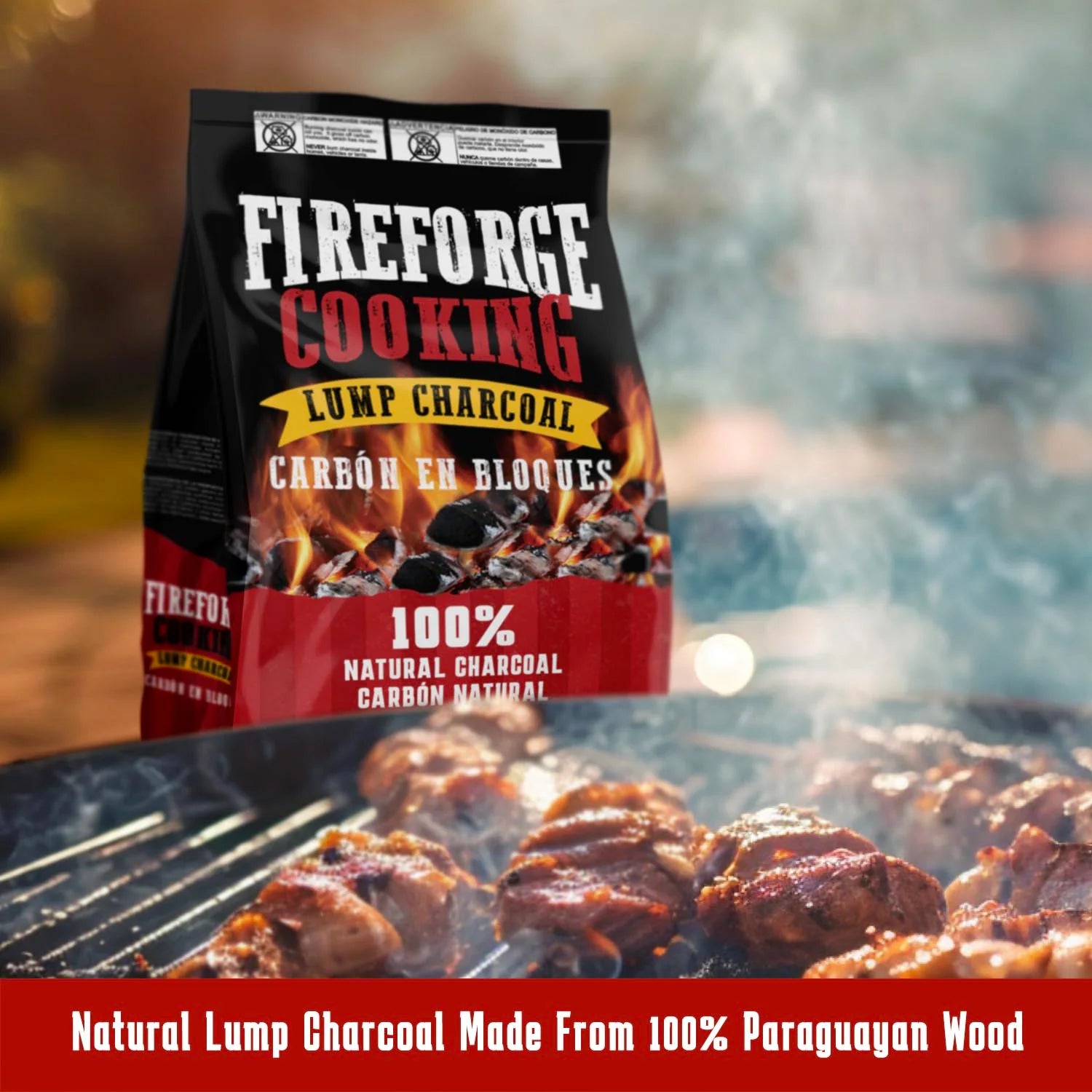 MagneCHEF Grilling Gloves + Lump Charcoal by FireForge Cooking (17.8 lb)
