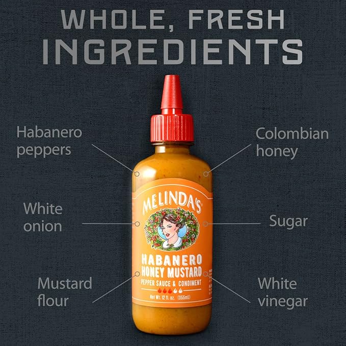 Melinda’s Hot Habanero Honey Mustard Pepper Sauce (12 oz)