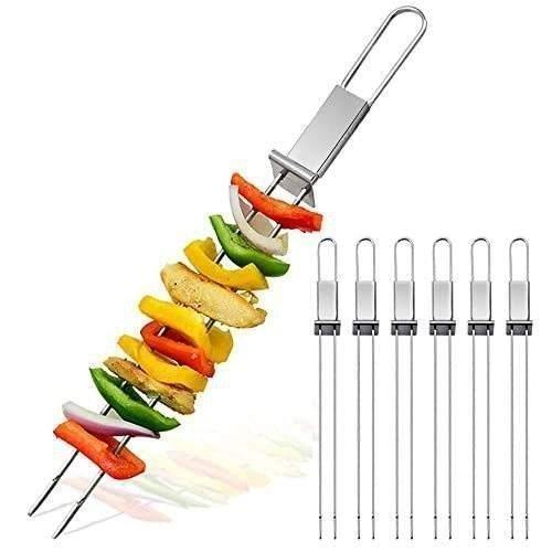 13" Stainless Steel BBQ Skewers by Grill Masters Club (Set of 6)