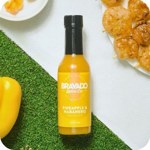 Bravado Hot Sauce 4-Pack: Serrano Basil, Herb Jalapeno, Ghost Pepper Blueberry & Pineapple Habanero