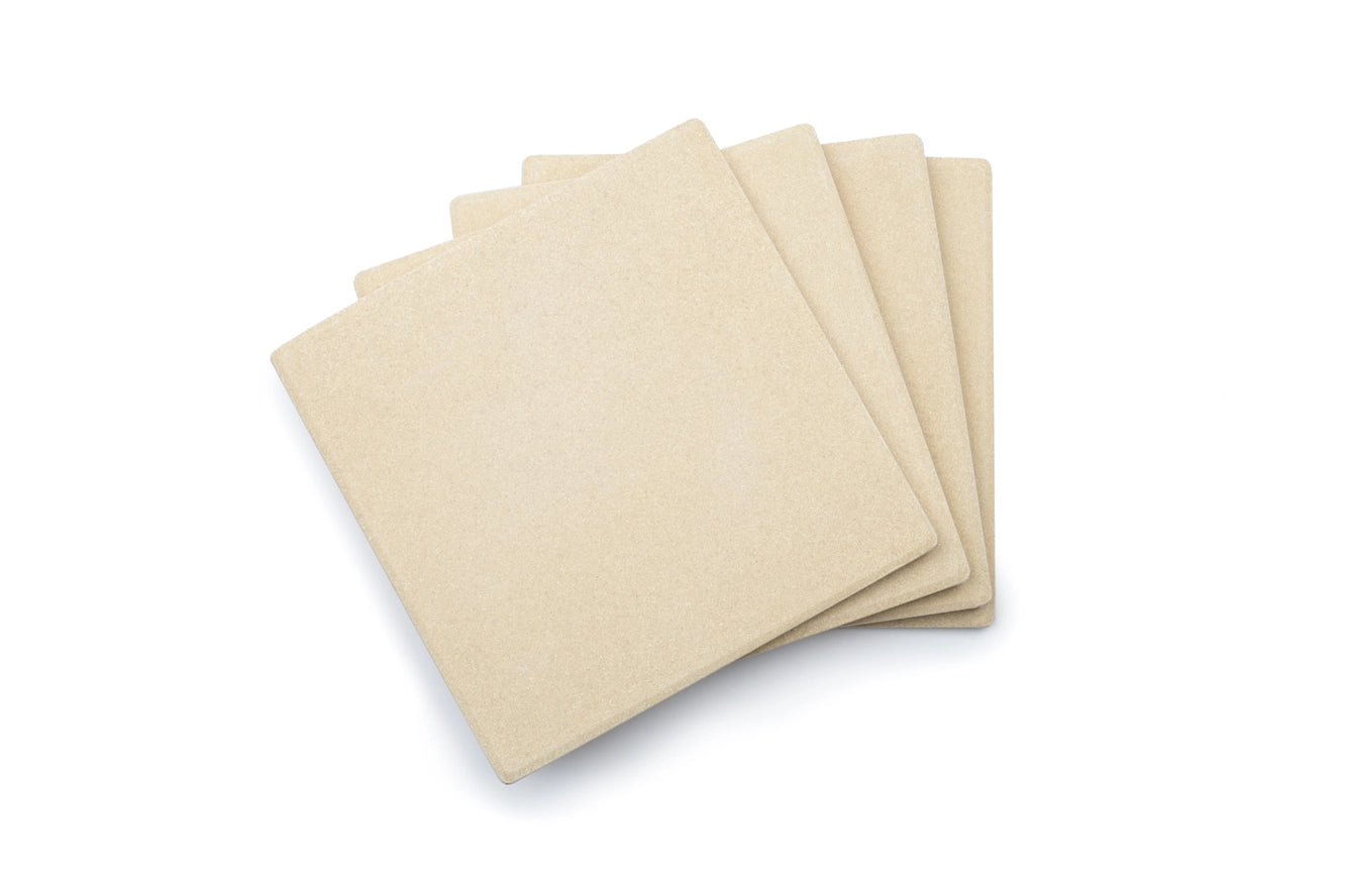 Outset Cordierite Pizza Stone Tiles - Set of 4 Personal 7.5" Grill & Oven Pizza Stones