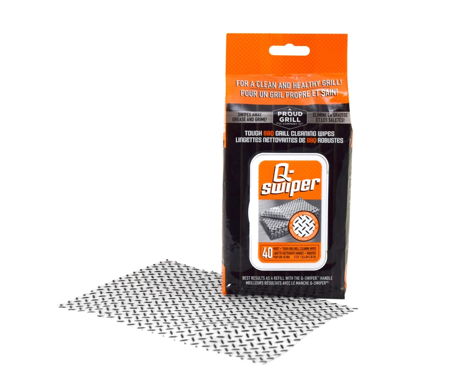 Q-Swiper® BBQ Grill Cleaning Wipes - 40ct Pack by Proud Grill (6 x 8")